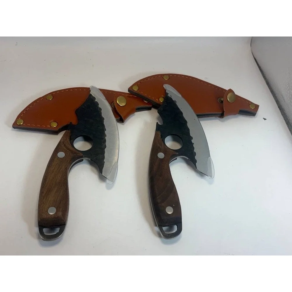 2pc Hand Forged Butcher Knife Set High Carbon Steel Boning Knives with Sheaths‎